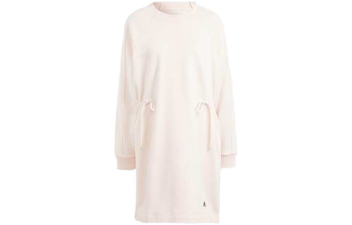Adidas Adidas Long Sleeved Dresses Women's Beige Crew Neck Moderate Mid Length
