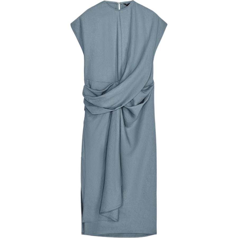 ZARA ZW Short Sleeved Dress Women's Duck Blue