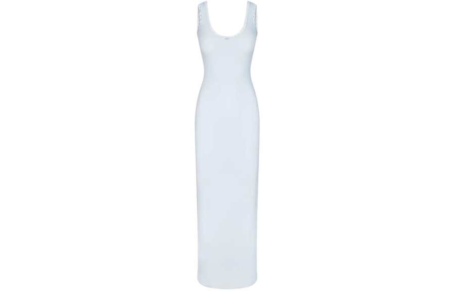 Skims SOFT LOUNGE LACE SCOOP NECK DRESS Slip Dress Women's CELESTE/Sky Blue
