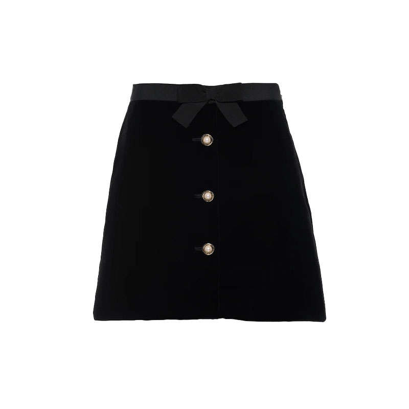 MIU MIU Casual Short Skirts Women's Black Moderate Short A Line Skirt