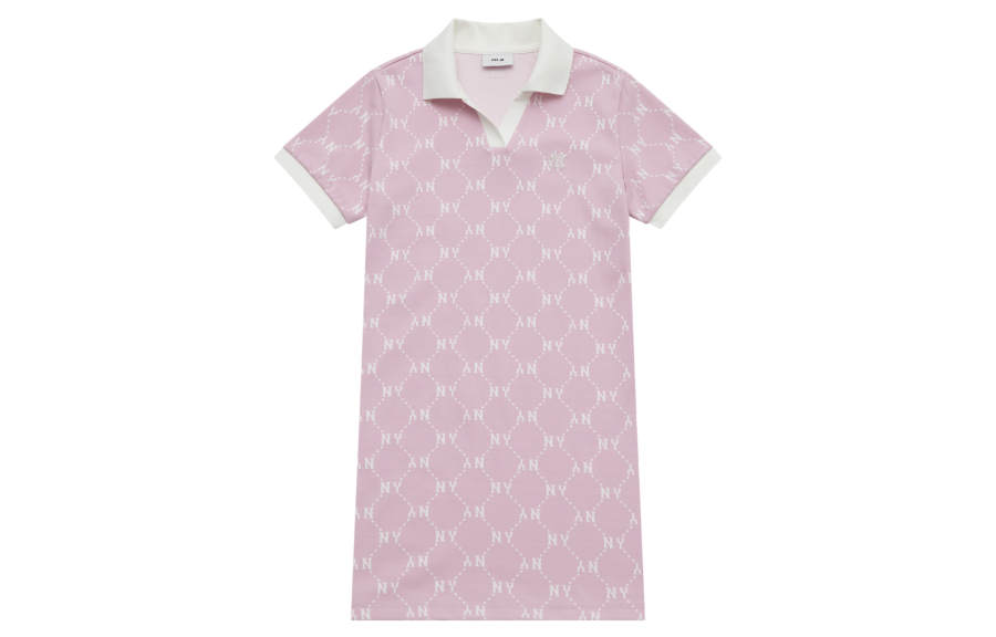 MLB MONOGRAM SS25 Short Sleeved Dress Women's Heather Gray Pink