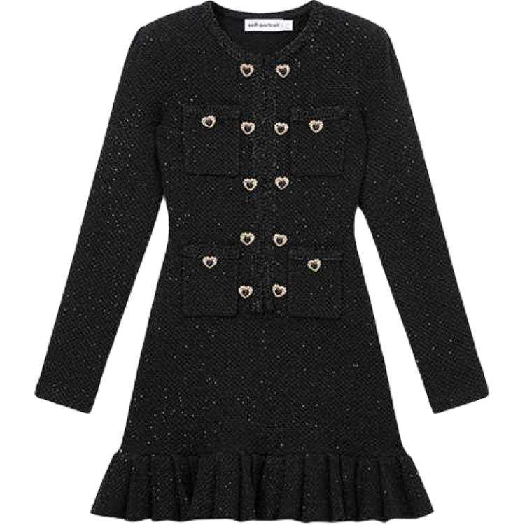 Self-portrait Self portrait Long Sleeved Dress Women's Black