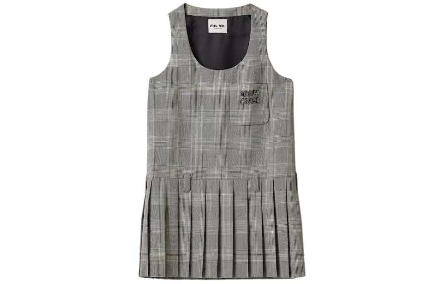MIU MIU Sleeveless Dress Women's Gray