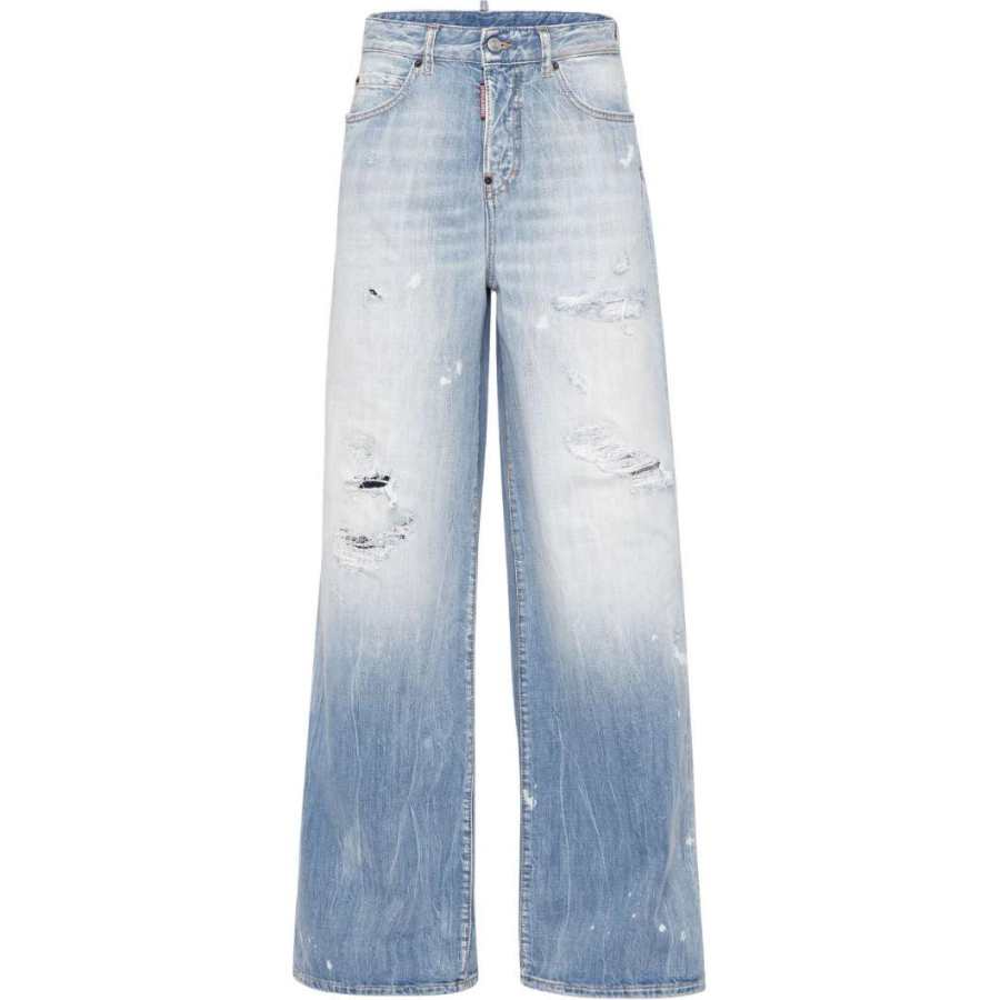 DSQUARED 2 Dsquared2 Logo Patch Distressed Wide Leg Jeans
