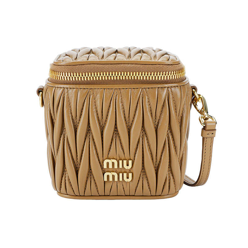 MIU MIU Matelassé Sheepskin Crossbody Bag, Shoulder Bag Mini Women's Brown