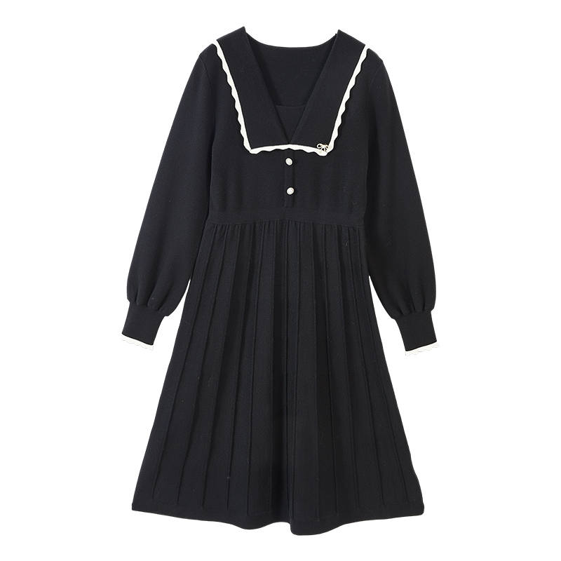 XIANGYING Long Sleeved Dress Women's Black
