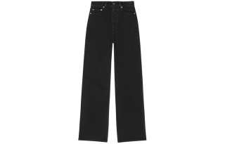 GANNI Logo Patch Wide-Leg Jeans