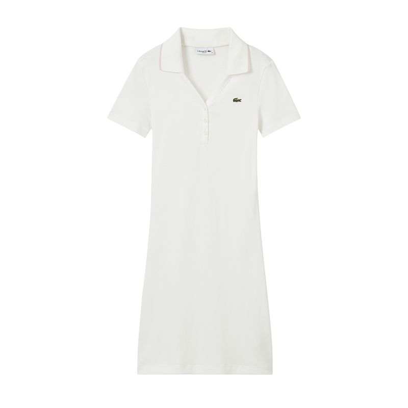 LACOSTE SS25 Short Sleeved Dress Women's White/Pink