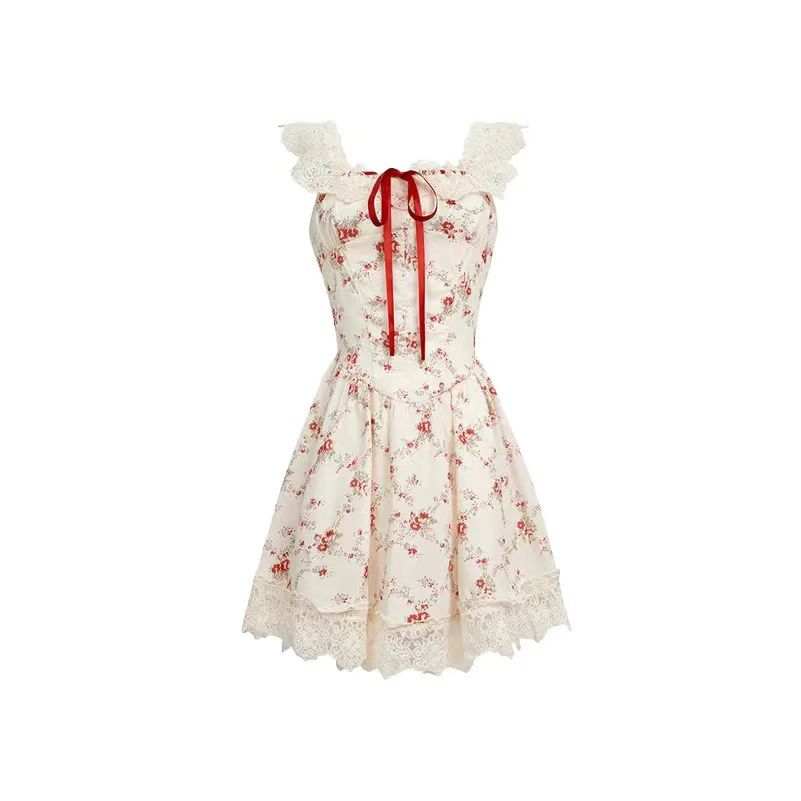 PAVLISOVA Slip Dress Women's Sweet Style Floral