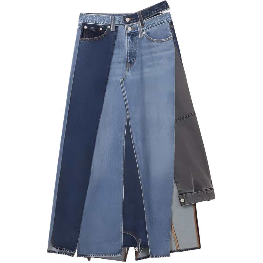 Levis Denim Long Skirt Women's Medium Blue/Light Blue/Gray