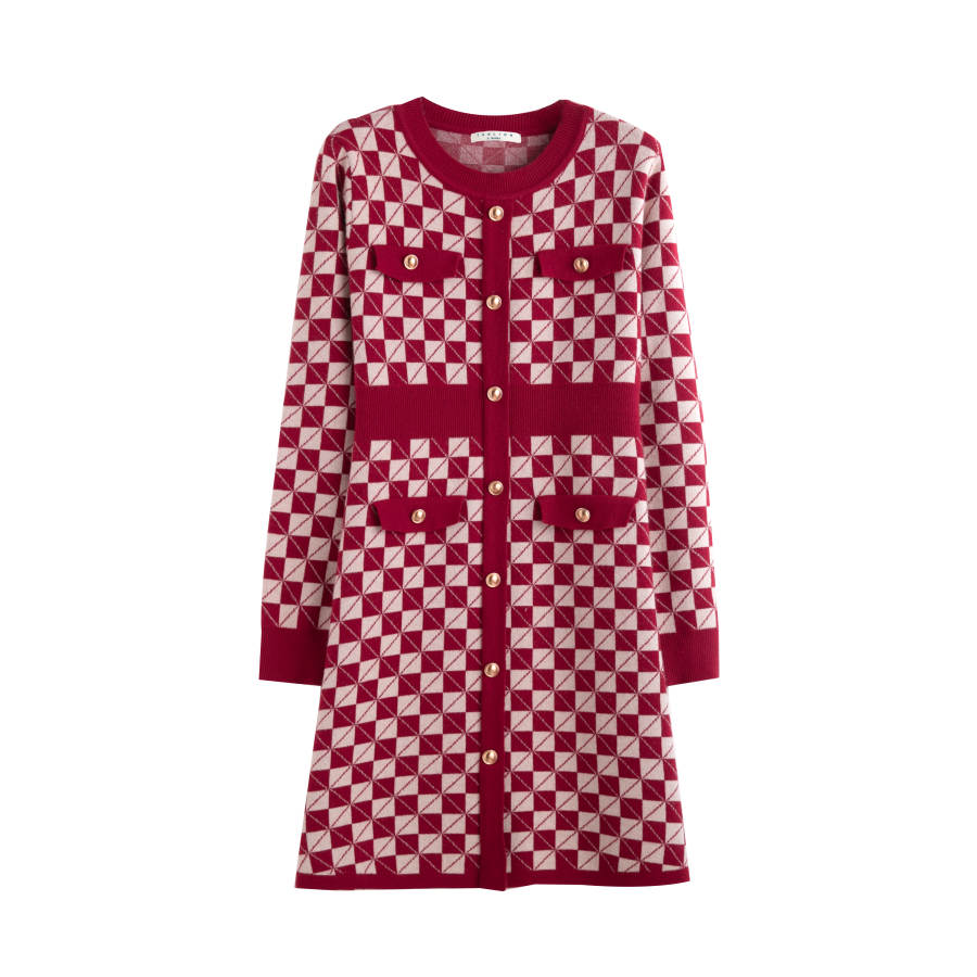 Tonlion Long Sleeved Dress Women's Red Tone