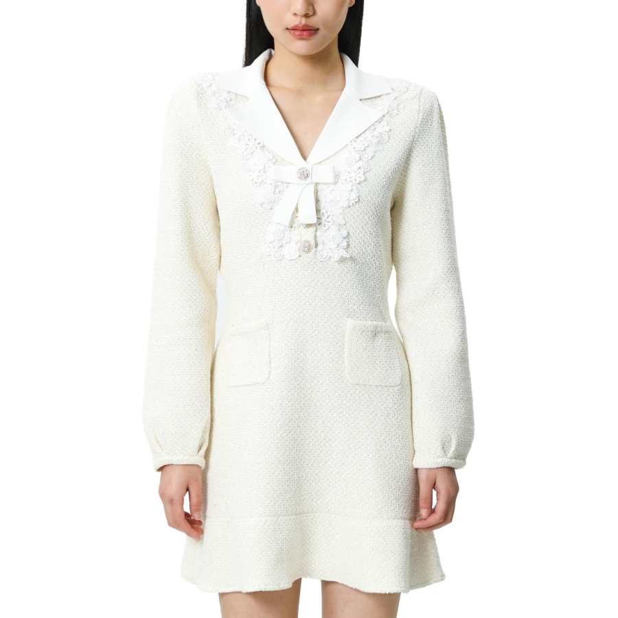 Self-portrait Self portrait Long Sleeved Dress Women's White