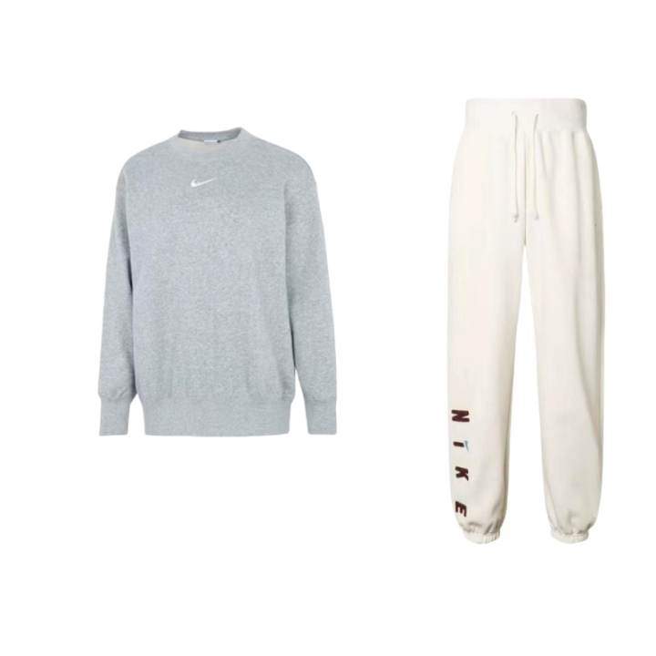 Nike Nike W Nsw Phnk Flc 0S Crew Brand Logo Athleisure Crew Neck Pullover Fleece Lined Top Knitted Fabric Pants