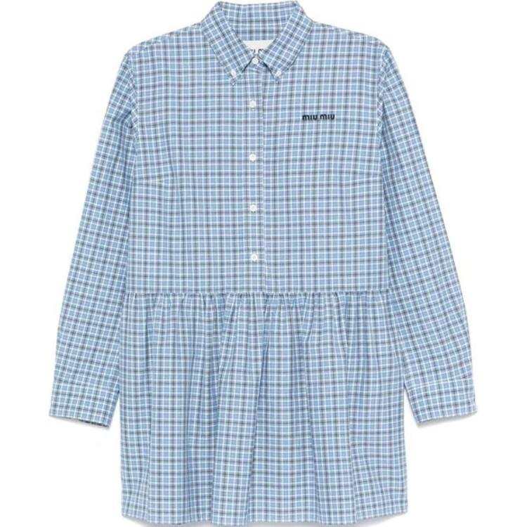 MIU MIU Long Sleeved Dress Women's Light Blue