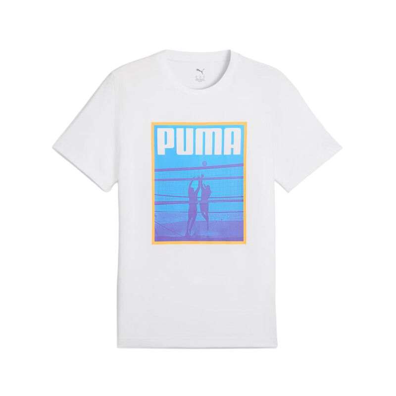 PUMA T Shirts Men's White Crew Neck Moderate
