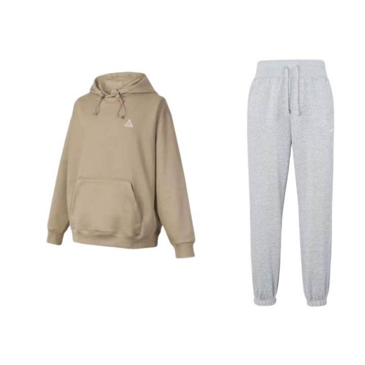 Nike Nike ACGTherma FIT Thickened And Fleece Lined Loose Fit Pullover Hooded Knitted Fabric Pants Sweatshirt Set Women's