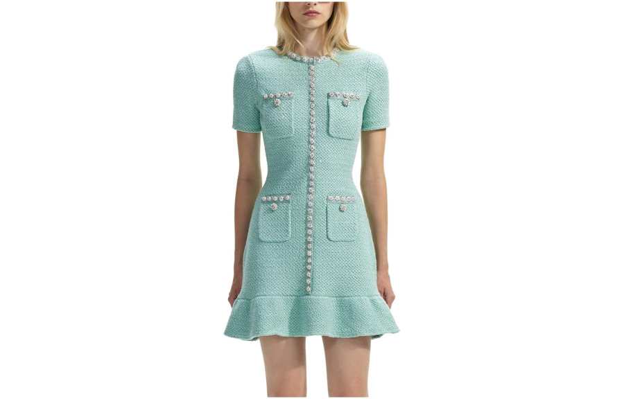 Self-portrait Self portrait Short Sleeved Dress Women's Mint Green