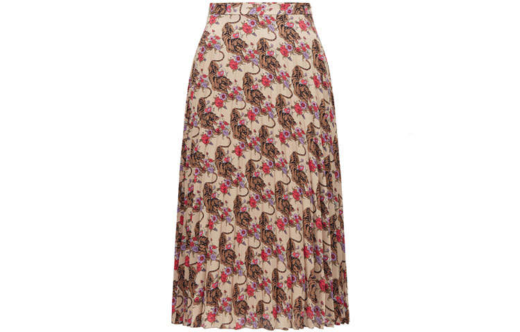HUGO BOSS Casual Long Skirts Women's Brown Moderate Long Pleated Skirt