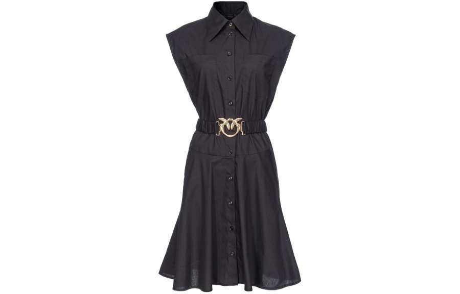 PINKO Love Birds buckle Cotton Shirtdress