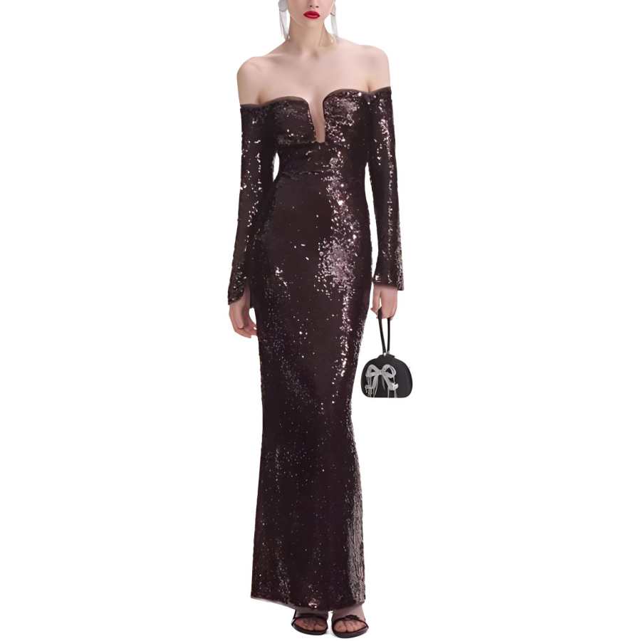 Self-portrait Self portrait Long Sleeved Dress Women's Red Brown