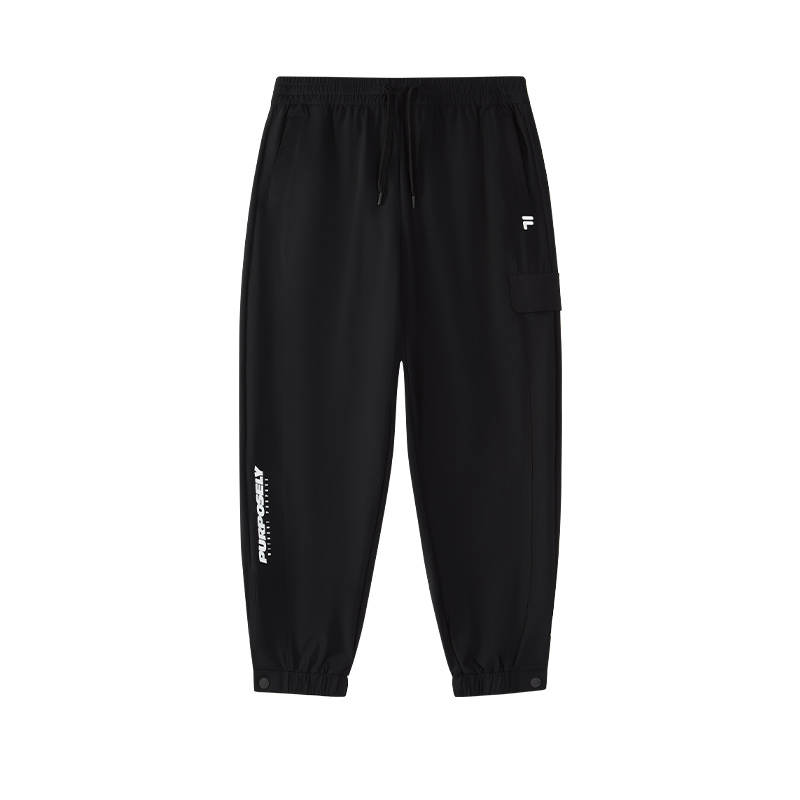 FILA FUSION Knitted Sweatpants Women's Jet Black Moderate Cuffed Pants