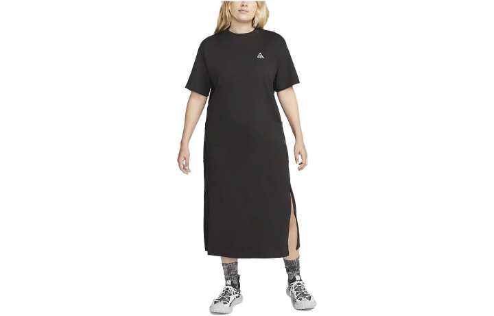 Nike Nike Short Sleeved Dresses Women's Black Crew Neck Moderate Long