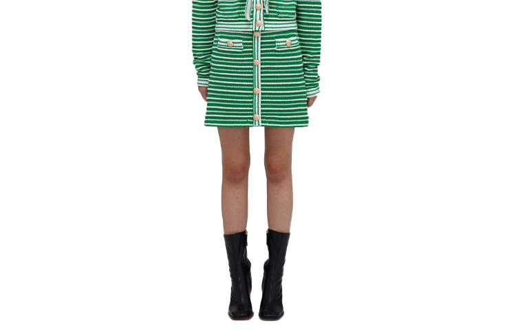 Self-portrait Self Portrait Casual Short Skirts Women's Green Moderate Short Bodycon Skirt