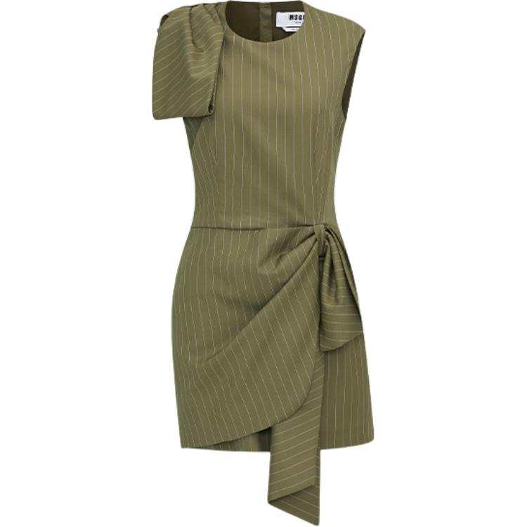 MSGM MSGM Bow Detailed Pinstriped Mini Dress
