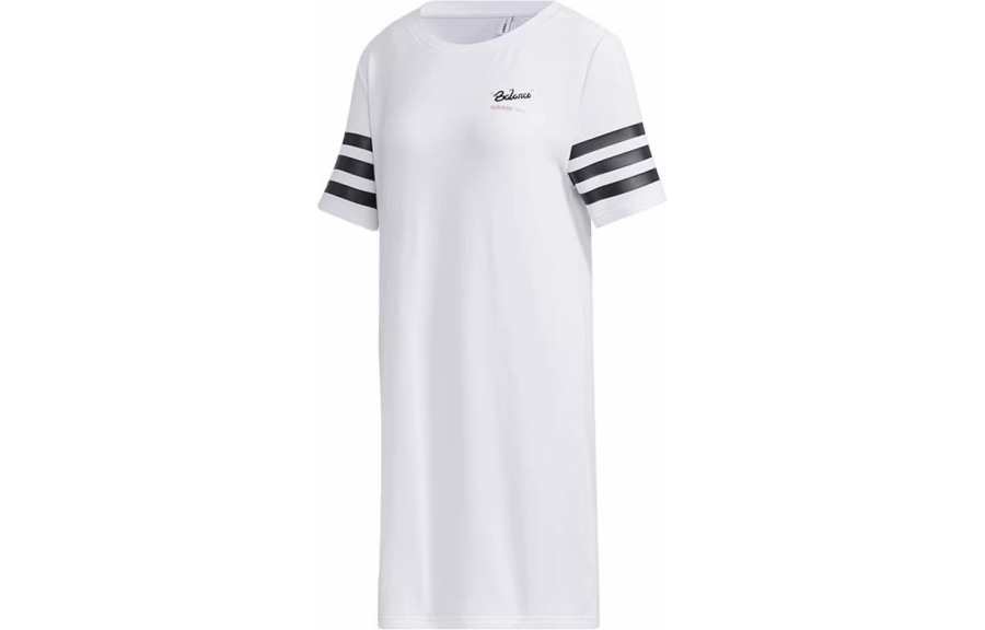 Adidas Neo Short Sleeved Dresses Women's White Crew Neck Moderate Short