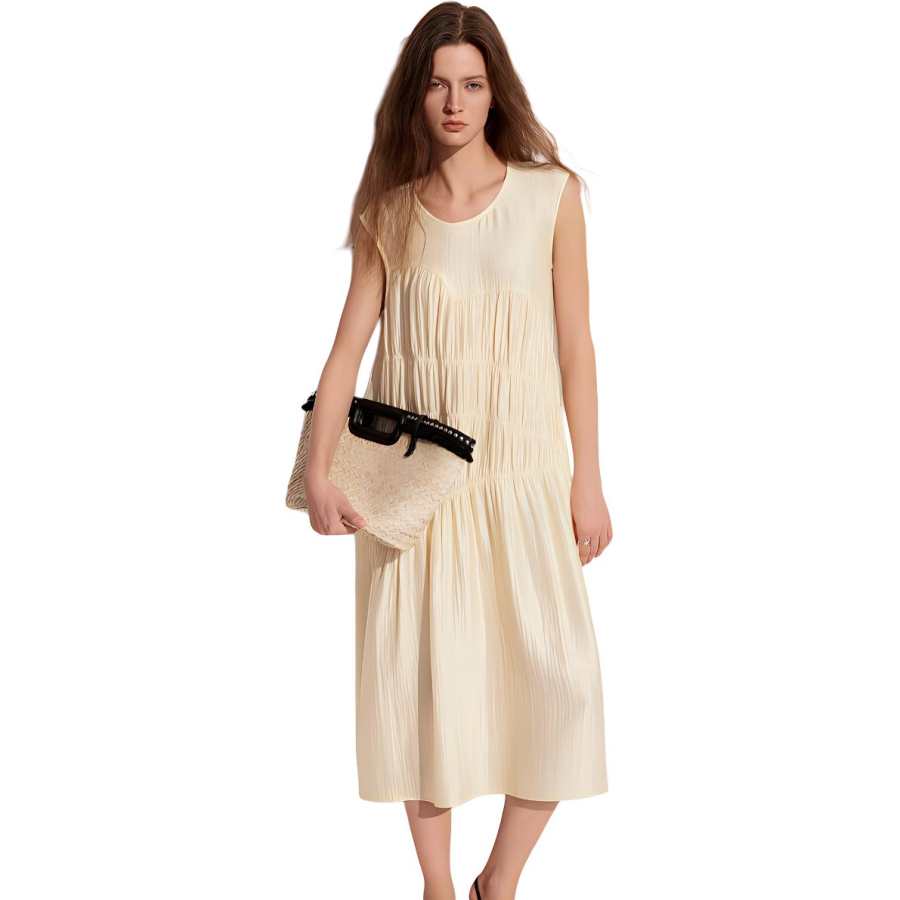 ELLE Sleeveless Dress Women's Beige Yellow