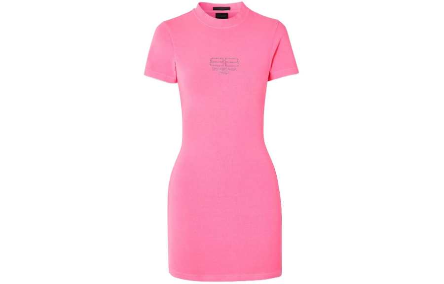 Balenciaga Short Sleeved Dress, Slim Fit Women's Pink