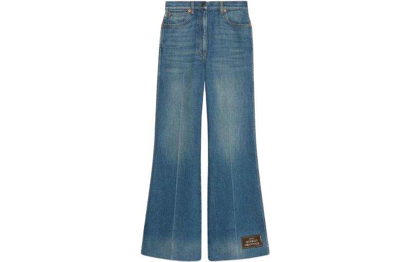 GUCCI Jeans Women's Blue Moderate Flared Pants