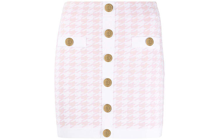 BALMAIN Casual Short Skirts Women's Rose Pink Short Bodycon Skirt