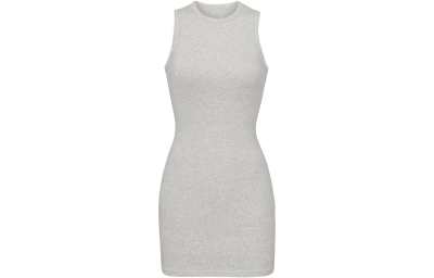 Skims Sleeveless Dresses Women's Light Heather Gray/Light Heather Grey Crew Neck Moderate Mid Length
