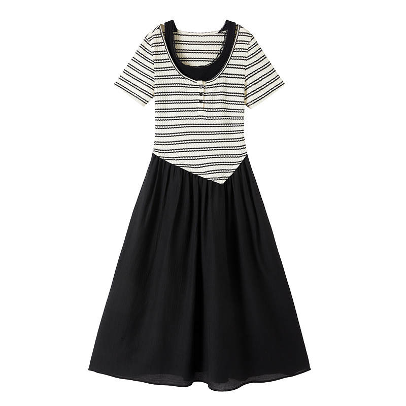 XIANGYING Short Sleeved Dress Women's Ecru