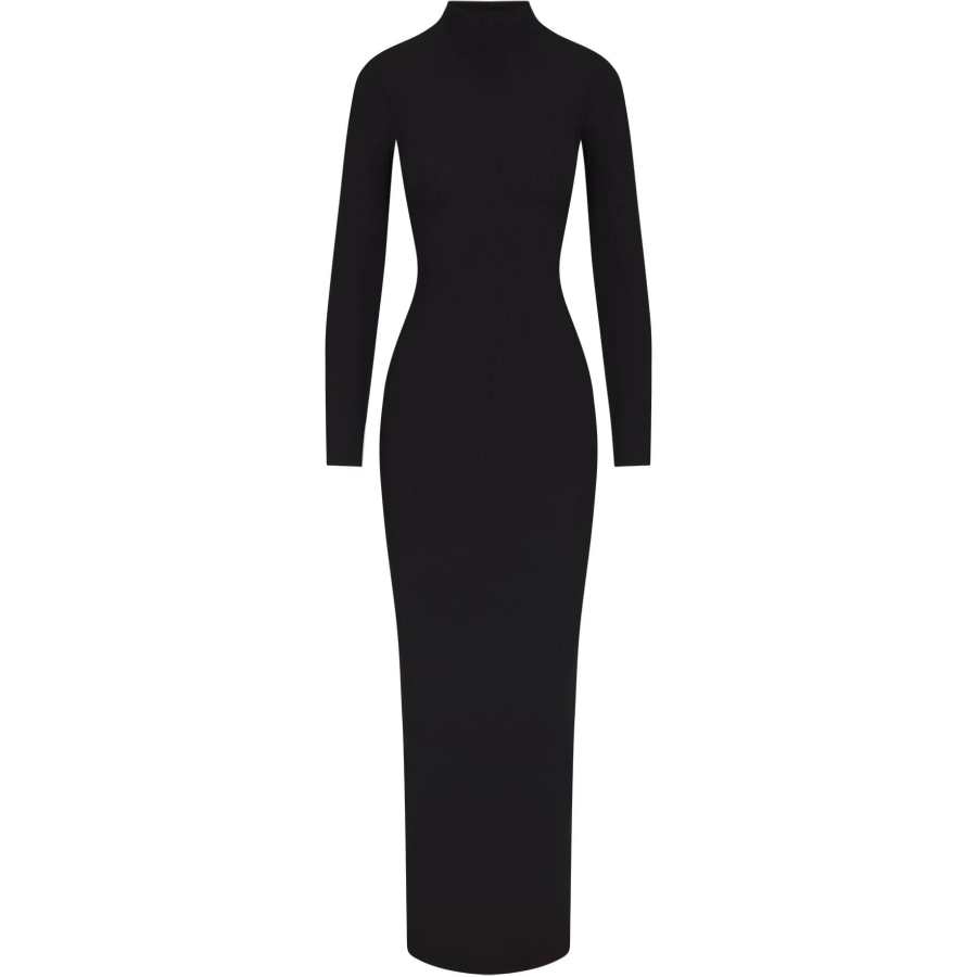 Skims SOFT LOUNGE TURTLENECK LONG DRESS Long Sleeved Dress Women's ONYX/Onyx