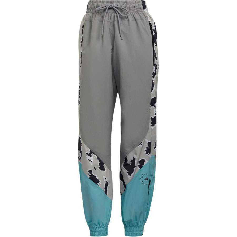 Adidas Adidas Stella McCartney COLOR BLOCKED TRACK PANTS Knitted Sweatpants Women's Aluminum Gray/Aqua Green