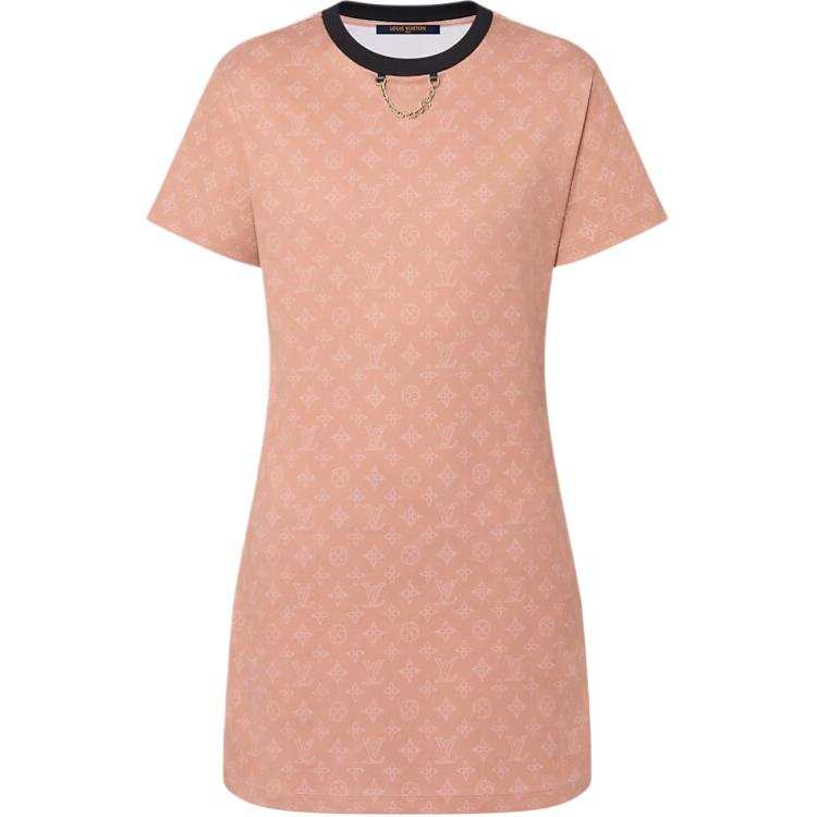 LOUIS VUITTON Short Sleeved Dress Women's Camel Beige