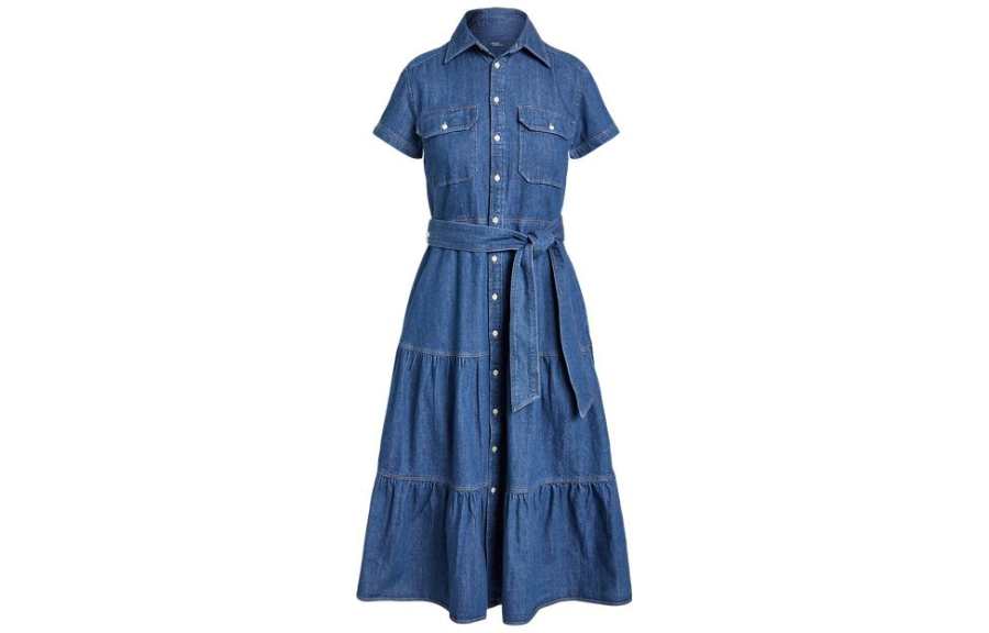 Polo Ralph Lauren FW23 Short Sleeved Dress Women's Blue