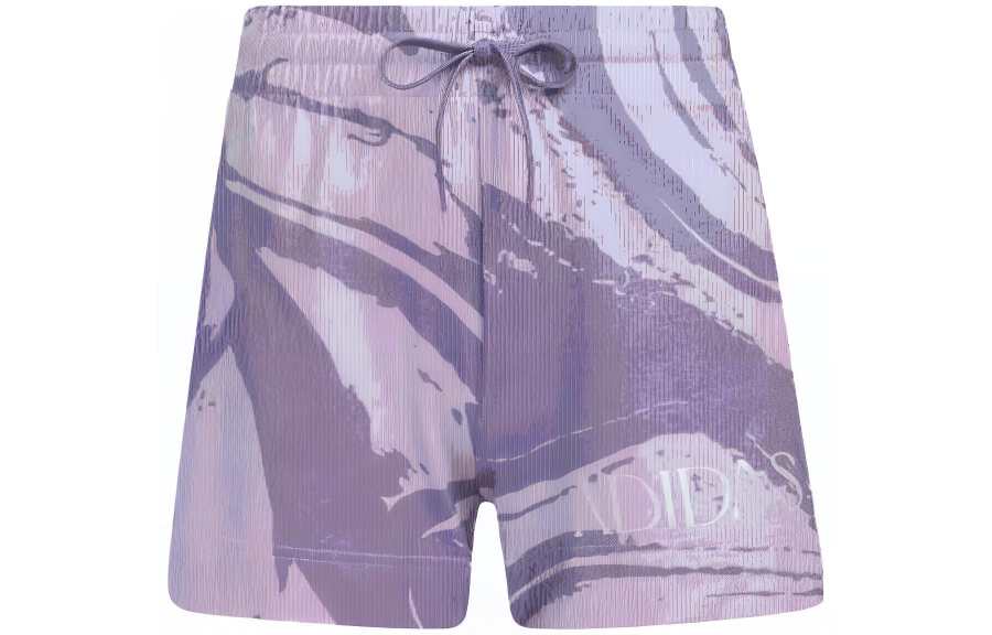 Adidas Adidas Soft Luxe Allover Print 3 Stripes Shorts Casual Shorts Women's Silver Purple