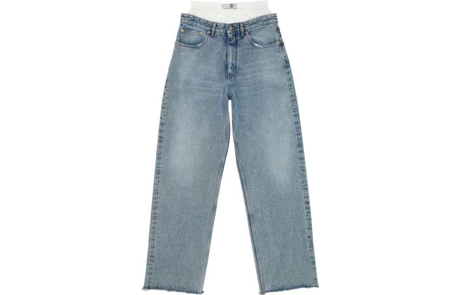 MM6 Maison Margiela Logo Patch Wide Leg Jeans