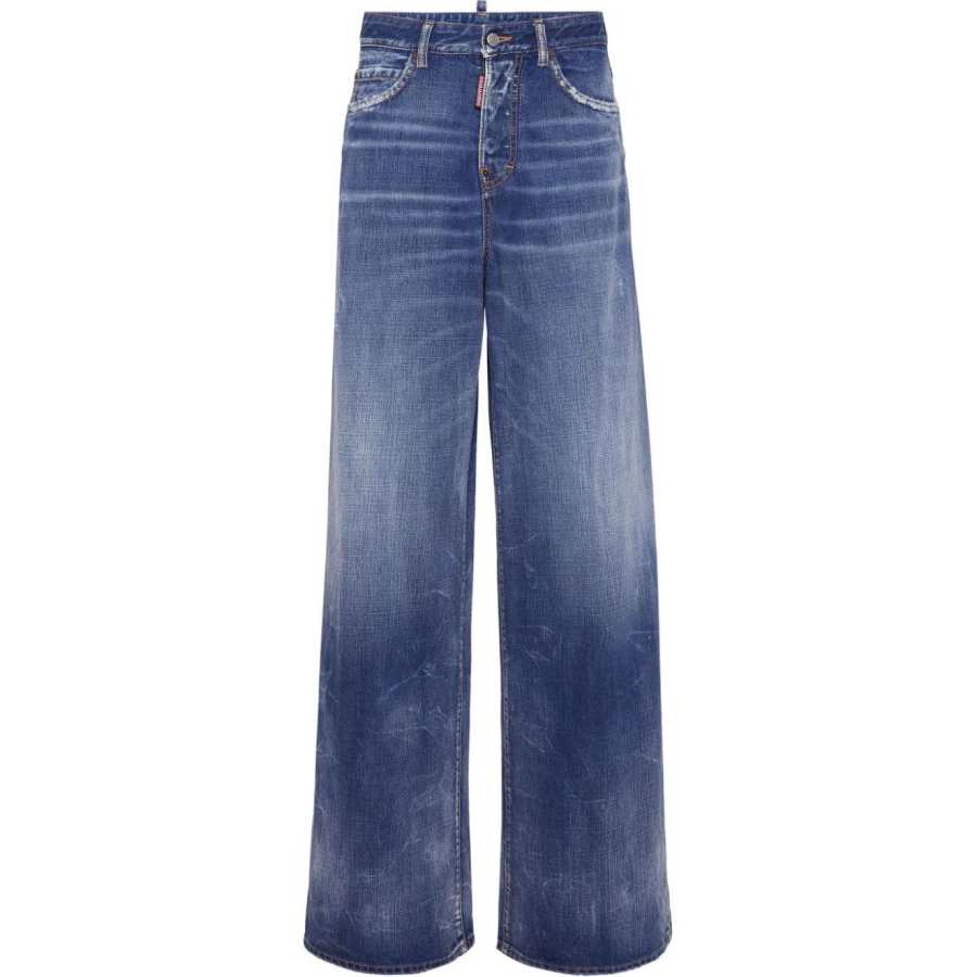 DSQUARED 2 Dsquared2 Distressed Wide Leg Denim Jeans