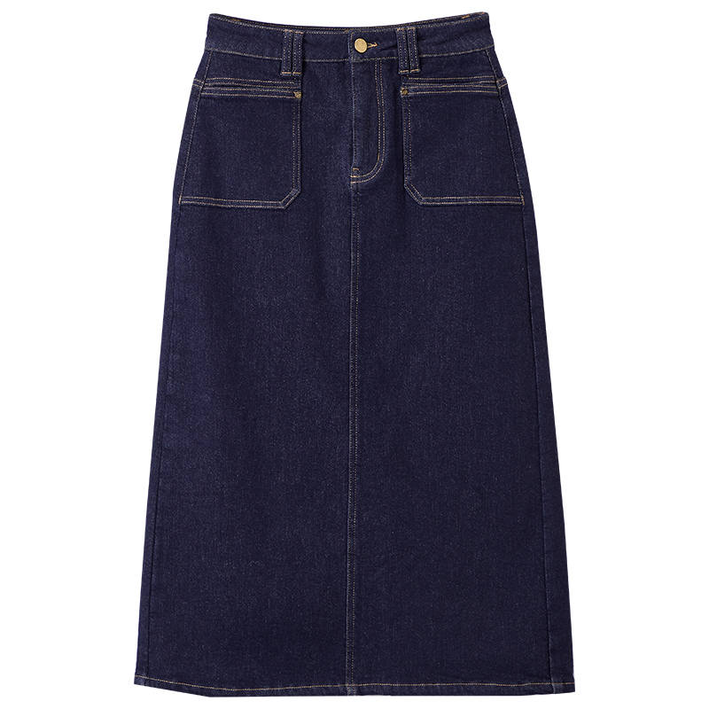 XIANGYING Denim Long Skirt Women's Blue