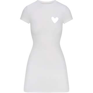 Skims Valentine's Day Collection SS25 COTTON JERSEY HEART MINI DRESS Short Sleeved Dress Women's Snow/Snow