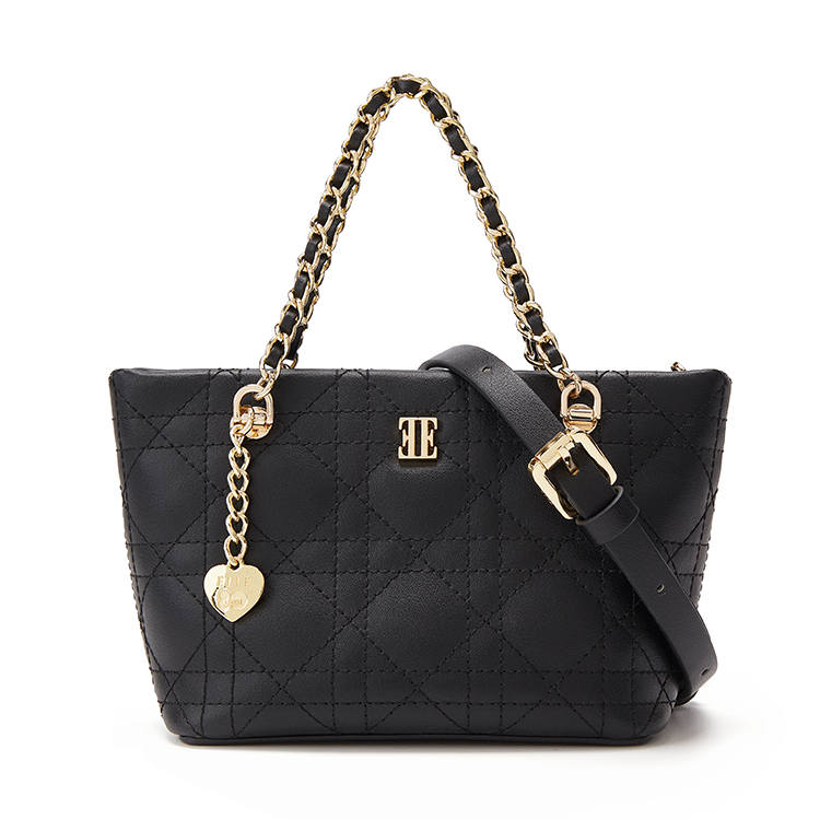 ELLE Cow Leather Handbag Women's Black/White/Burgundy