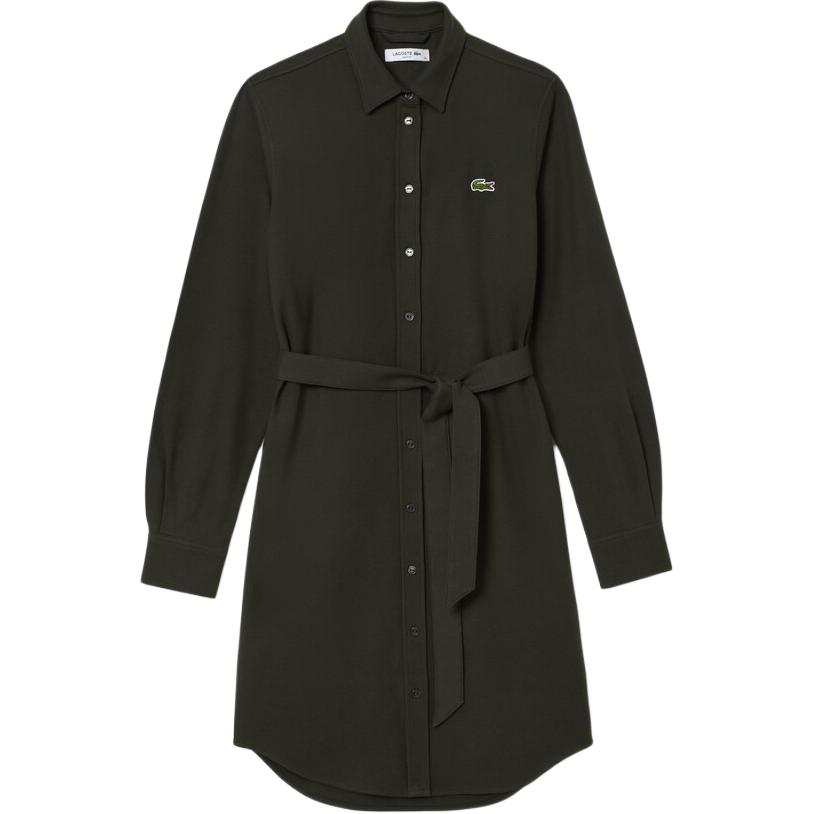 LACOSTE Long Sleeved Dress Women's Dark Khaki Green