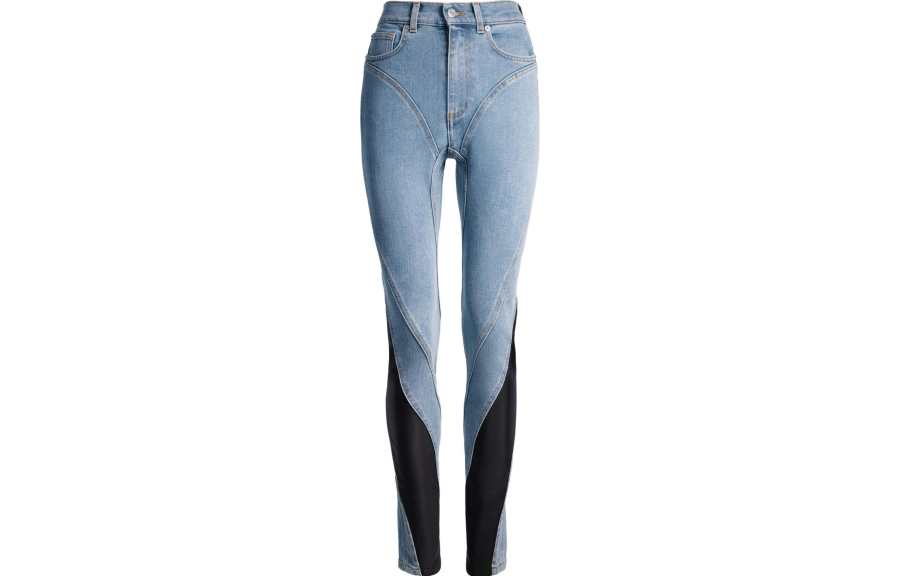 H&M Mugler H&M Spiral Panel Jeans Light Denim Blue/Black