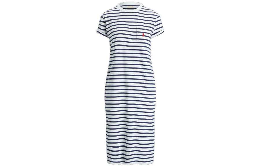 Polo Ralph Lauren Short Sleeved Dress Women's Blue White