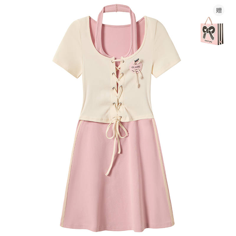 Fabric Pig Short Sleeved Dress Women's Clothing