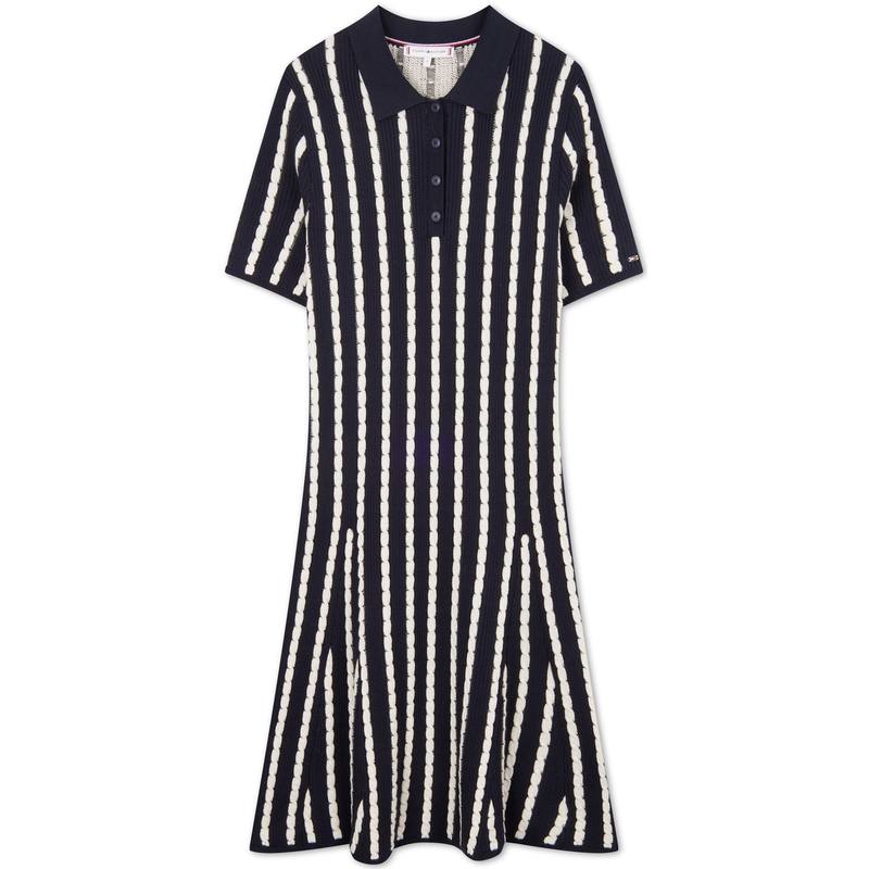 Tommy Hilfiger Short Sleeved Dress Women's Black White Stripes